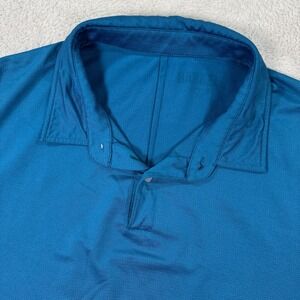 Barbell Polo Shirt Mens Medium Blue Stretch Golf Performance Short Sleeve Slit
